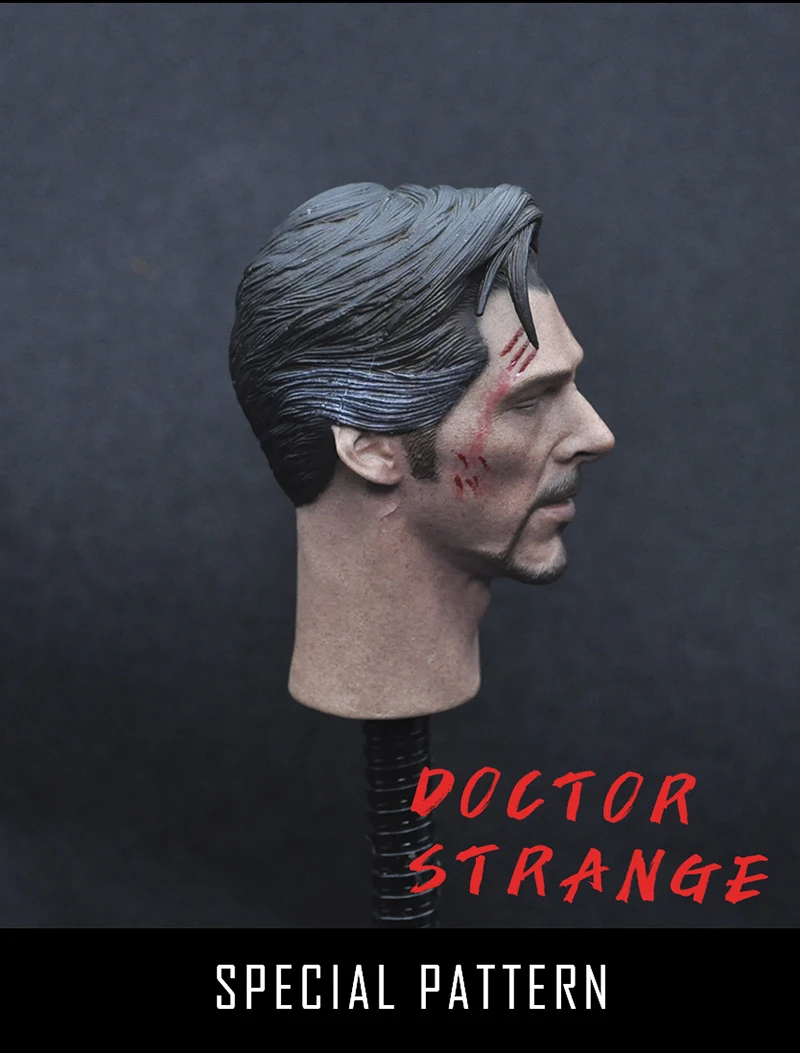 In Stock 1/6 Male Figure Accessory Doctor Strange Head Sculpt Carved Accessory Closed Eyes Normal/Damaged Ver. for 12'' Body