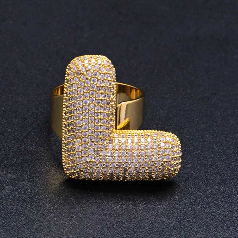 Хип-хоп AAA кубическая циркониевая подвеска Bling Iced Out Bubble кольцо с гравировкой Bling CZ кольца для мужчин Club Rapper ювелирные изделия золото серебро - Цвет основного камня: l
