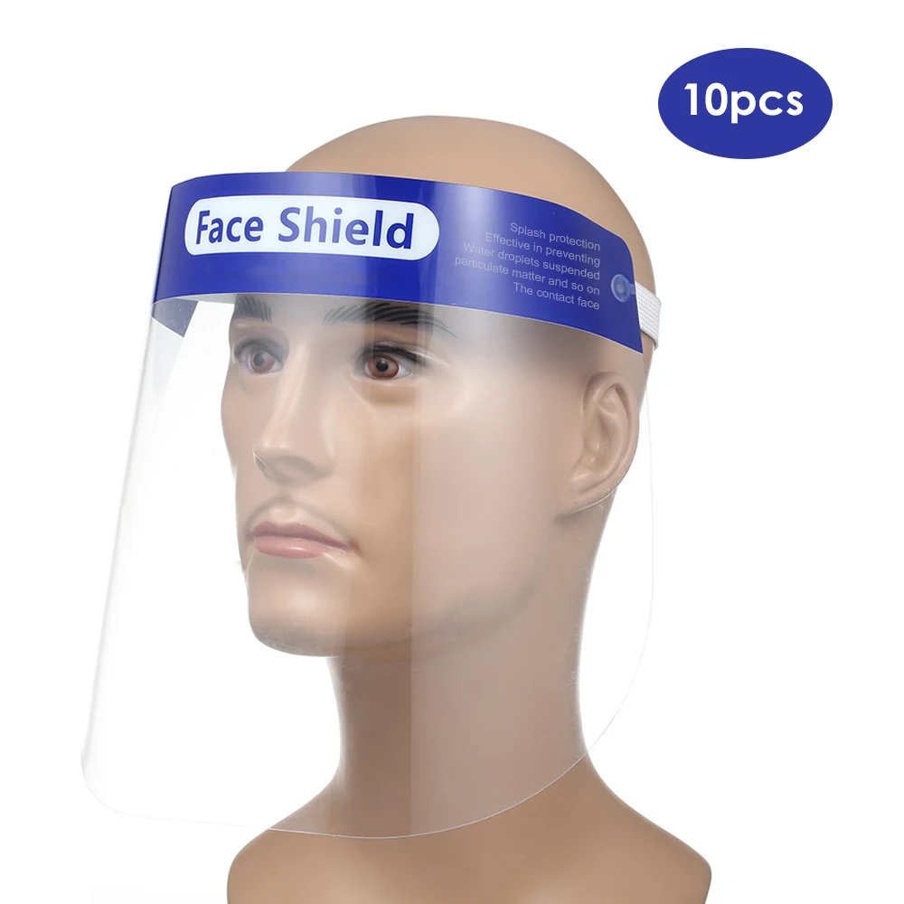 

10Pcs Full Face Masks Anti-droplets Anti-fog Dust-proof Face Shield Protective Cover Transparent Face Eyes Protector Safety Mask
