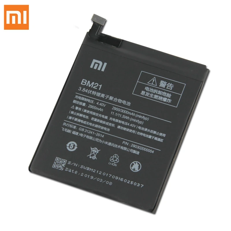 XiaoMi сменный аккумулятор BM21 для XiaoMi Redmi Note 5,7 Redrice подлинный аккумулятор для телефона 2900 мАч
