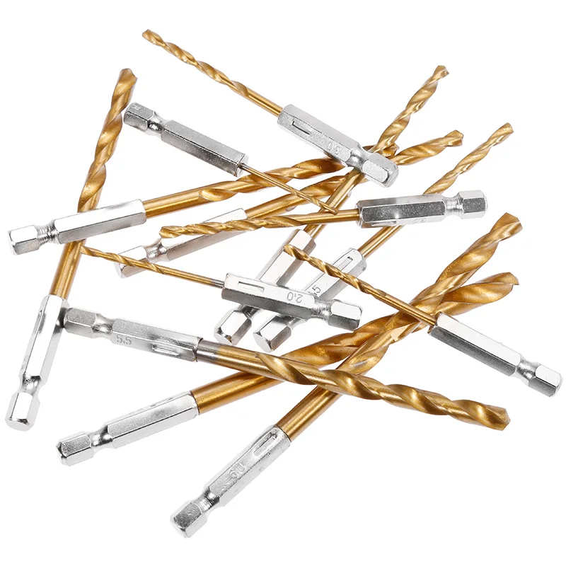 13 Pièces Foret Hélicoïdal En Titane Forets Hexagonaux Forets Longs