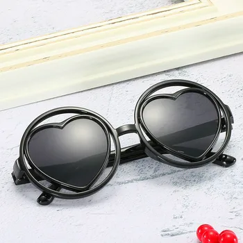 

Fashion Colorful Children's Glasses Trend Style Round Hollow Love Baby Sunglasses Eye Protection Blackout Personality Temples