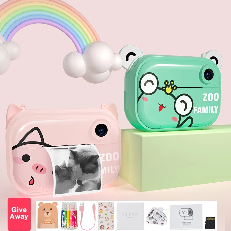 Hd Children Camera Instant Print Camera For Kids Polaroid Camera With Thermal Photo Paper Wifi Toys Camera For Birthday Gifts Point Shoot Cameras Aliexpress