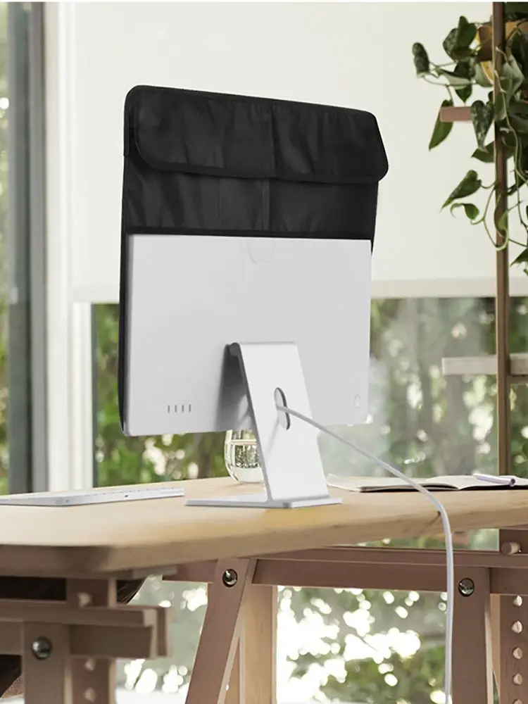 24 Inch New PU Leather Cover for iMac Computer Monitor Polyester Dust Cover Protector with Inner Soft Lining Back Pocket
