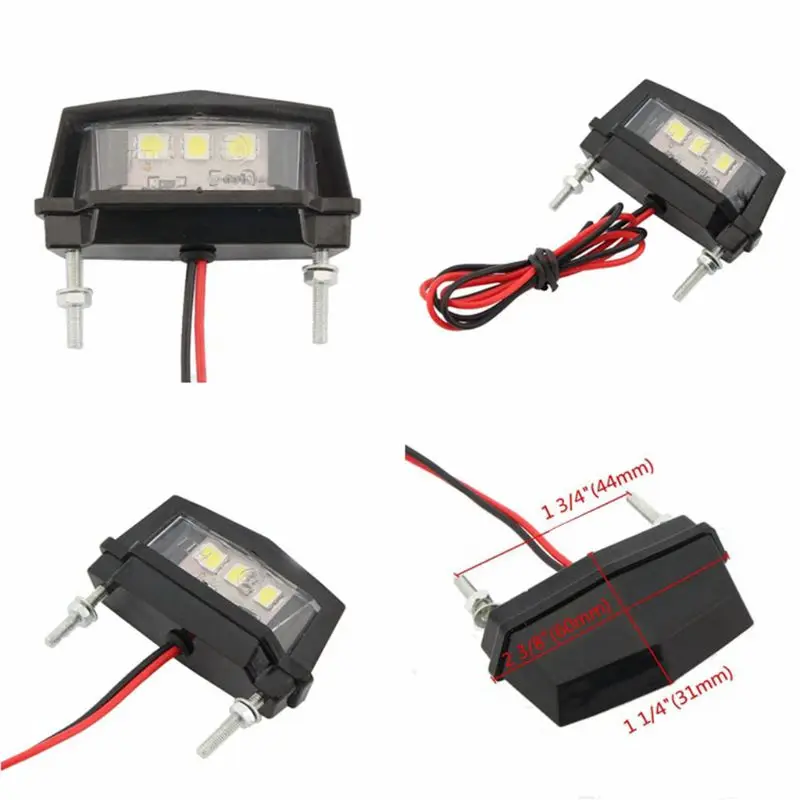 12V Универсальный мотоцикл номерной знак белый светодиодный свет водонепроницаемый мотоцикл номерной знак лампа