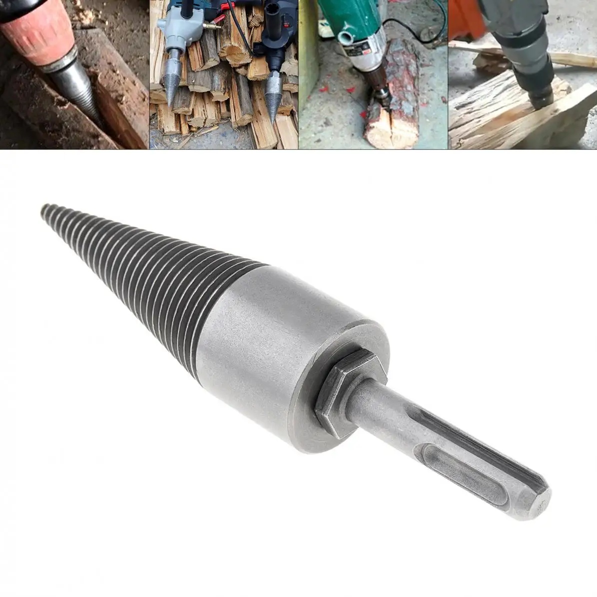 Drill Bits 35MM Steel Speedy Screw Cones Drill Bit with Round Handle for Soft / Hard Firewood