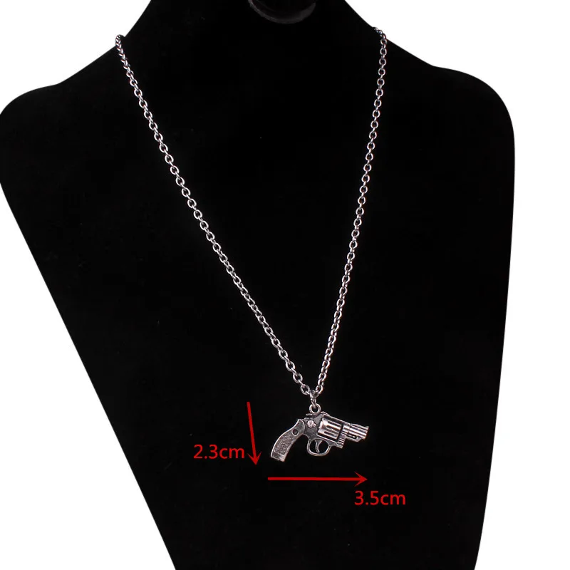 pistol di093 Цепочка Из Нержавеющей Стали 3 мм, Трендовое ожерелье с головой ангела, кролика, тигра, ожерелье с единорогами для женщин, унисекс, ювелирное изделие, новое ожерелье в стиле панк с пламенем - Окраска металла: pistol di093