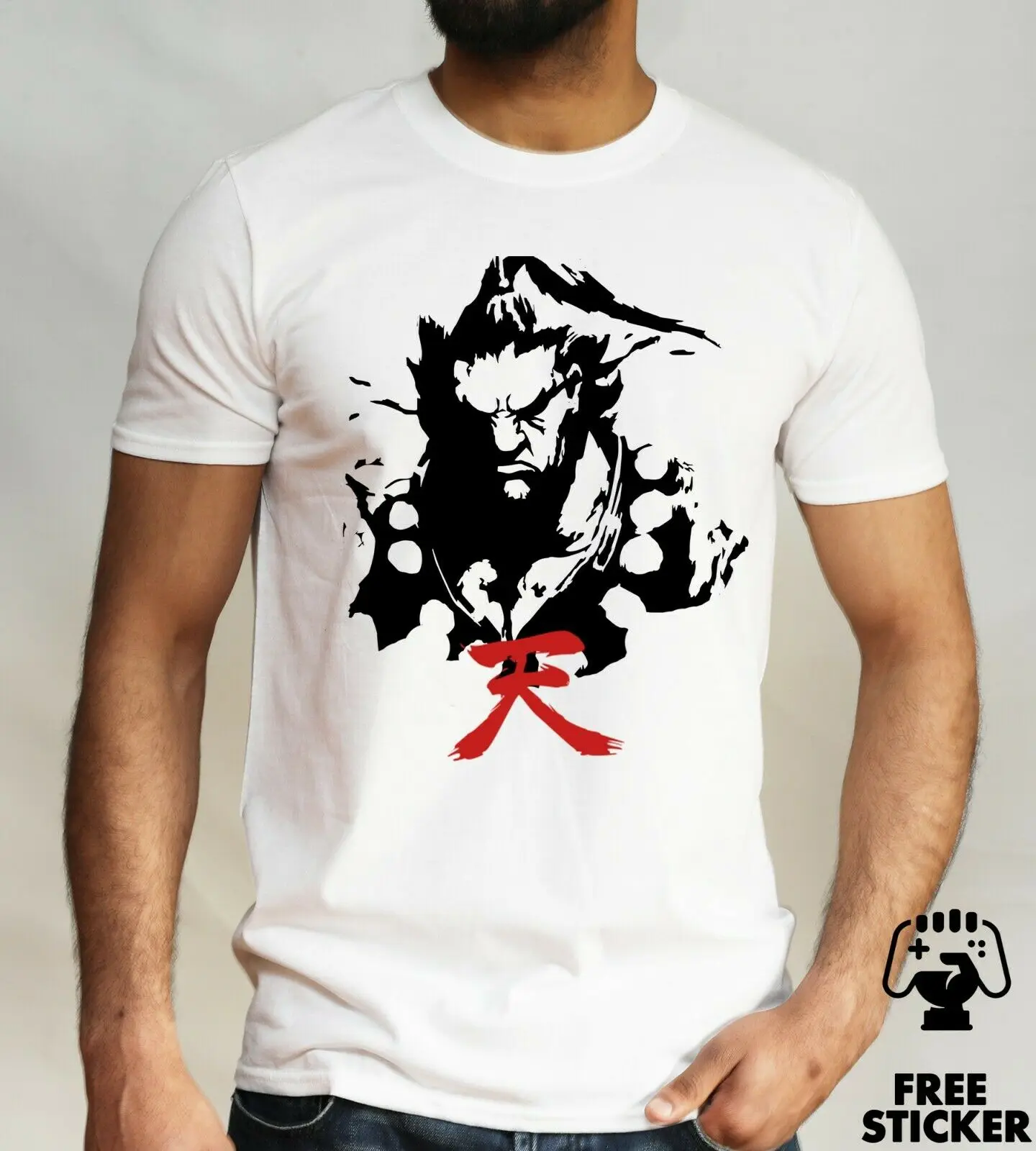 Уличный Боец Akuma футболка японские иероглифы Ryu Ken ретро геймеры подарок Топ