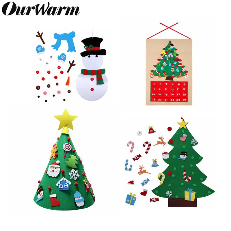 

OurWarm DIY Felt Christmas Tree Party Supplies New Year Decoration Gifts for Children Artificial Tree Wall Hanging Ornaments