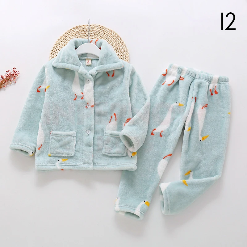 INPEPNOW Flannel Sleepwear Kids Homewear Baby Pajamas for Girls Children's Pajamas for Boys Christmas Pjs Clothes 2-14 Years - Цвет: 12