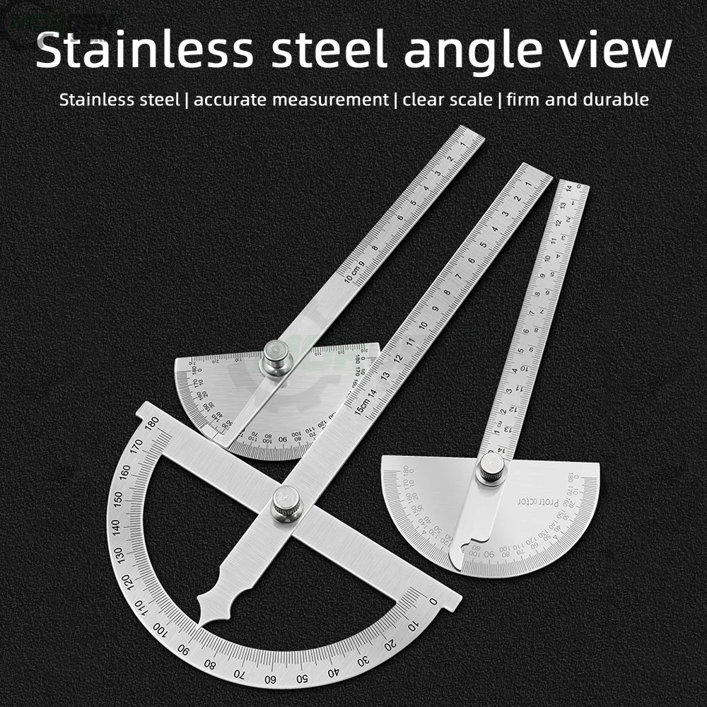180 Degree Protractor Metal Angle Finder Goniometer Angle Ruler Stainless Steel Woodworking Tools Rotary Measuring Ruler Tools