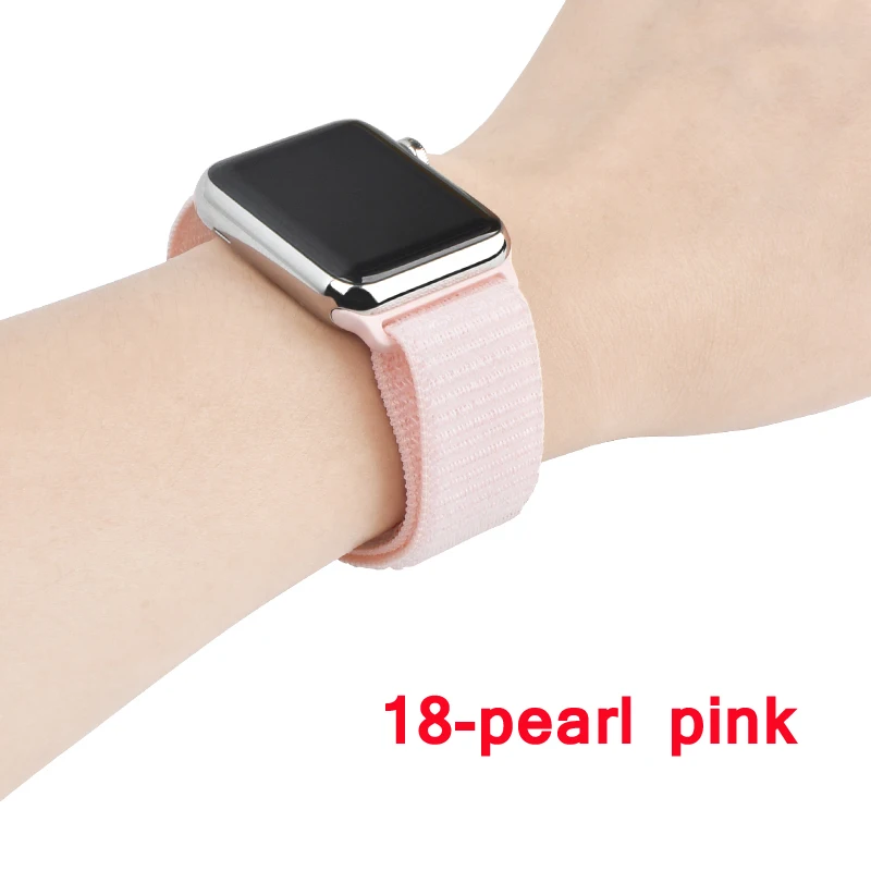 Ремешок для Apple watch band 5 4 44 мм 40 мм Sport Loop correa 42 мм 38 мм Iwatch series 3 2 ремешок для часов браслет дышащие аксессуары - Цвет ремешка: 18-pearl pink