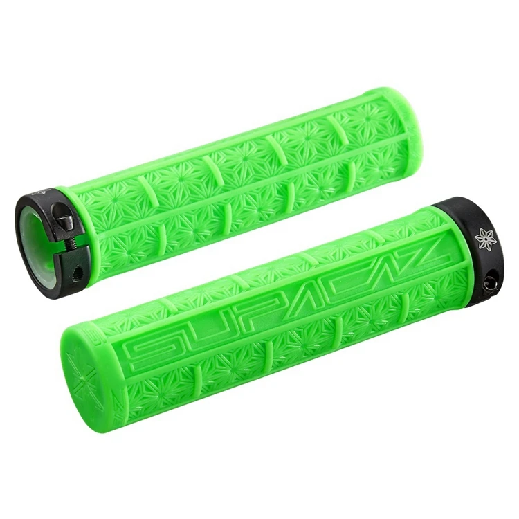 green Supacaz MTB комплект рулей для велосипеда силиконовые ручки для внедорожника односторонний замок амортизация противоскользящие удерживающие ручки 9 цветов DH велосипед - Цвет: green