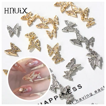 

HNUIX 2 pieces nail butterfly ornament flash nails zircon rhinestone nail decoration gems butterfly nail alloy zircon nail art