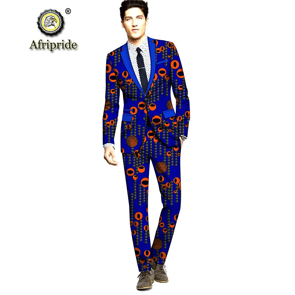 2019 мужской костюм, комплект из 2 предметов, классический пиджак с принтом в африканском стиле, блейзер и штаны со складками, комплект Дашики
