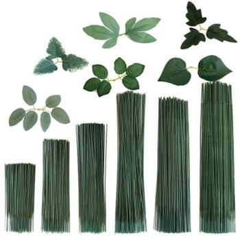 

100PCS Plastic Fake Flower Stick Stub Stems Paper Floral Leaves Artificial Flower Stub Stems Craft Decor Soap Flowers Stem