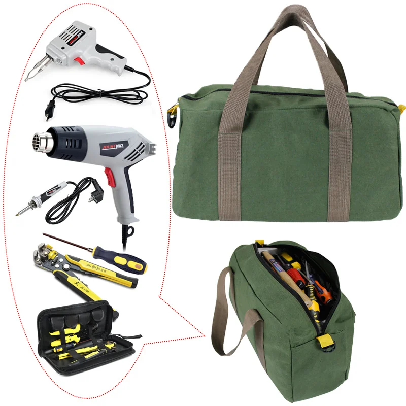 Waterproof Oxford Canvas Tool Bags Hand Tool Storage Carry Bags Portable Pliers Metal Toolkit Parts Hardware Parts Organizer