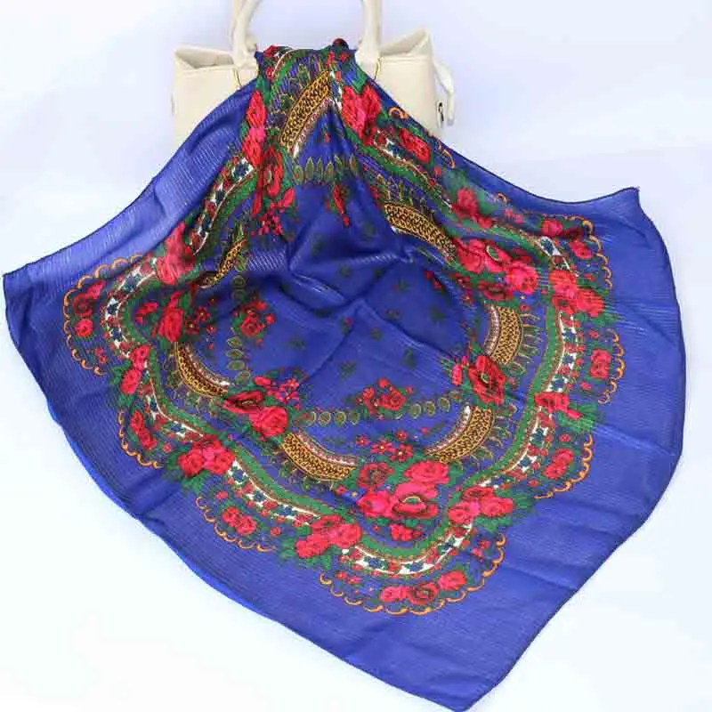 Роскошный Besigner модный стиль русский Этнический узор женский акриловый маленький шарф платок шарф 80 см X 80 см хиджаб шаль - Цвет: 3