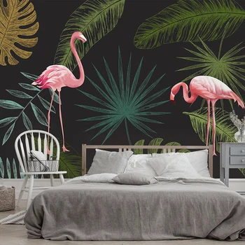 

Custom Hand Painted Tropical Leaves Flamingo 3D Large Mural Wallpaper For Living Room Bedroom Backdrop Home Decor Wall Painting