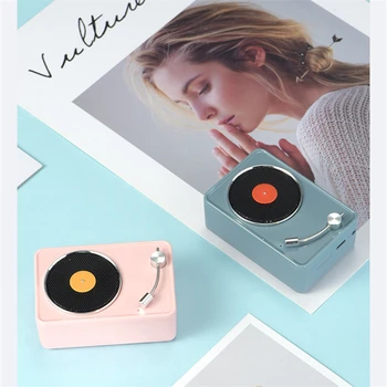 

TWS interconnect Wireless Bluetooth 5.0 mini Retro record player stereo Bluetooth speaker BM156 long-lasting playback With mic