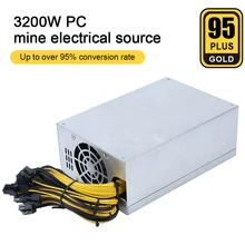 3200W ETH Mining Machine Power Supply 2U Single Power Supply 10 x 6pin 95% Efficiency Support Multi-GPU For Bitcoin Mining