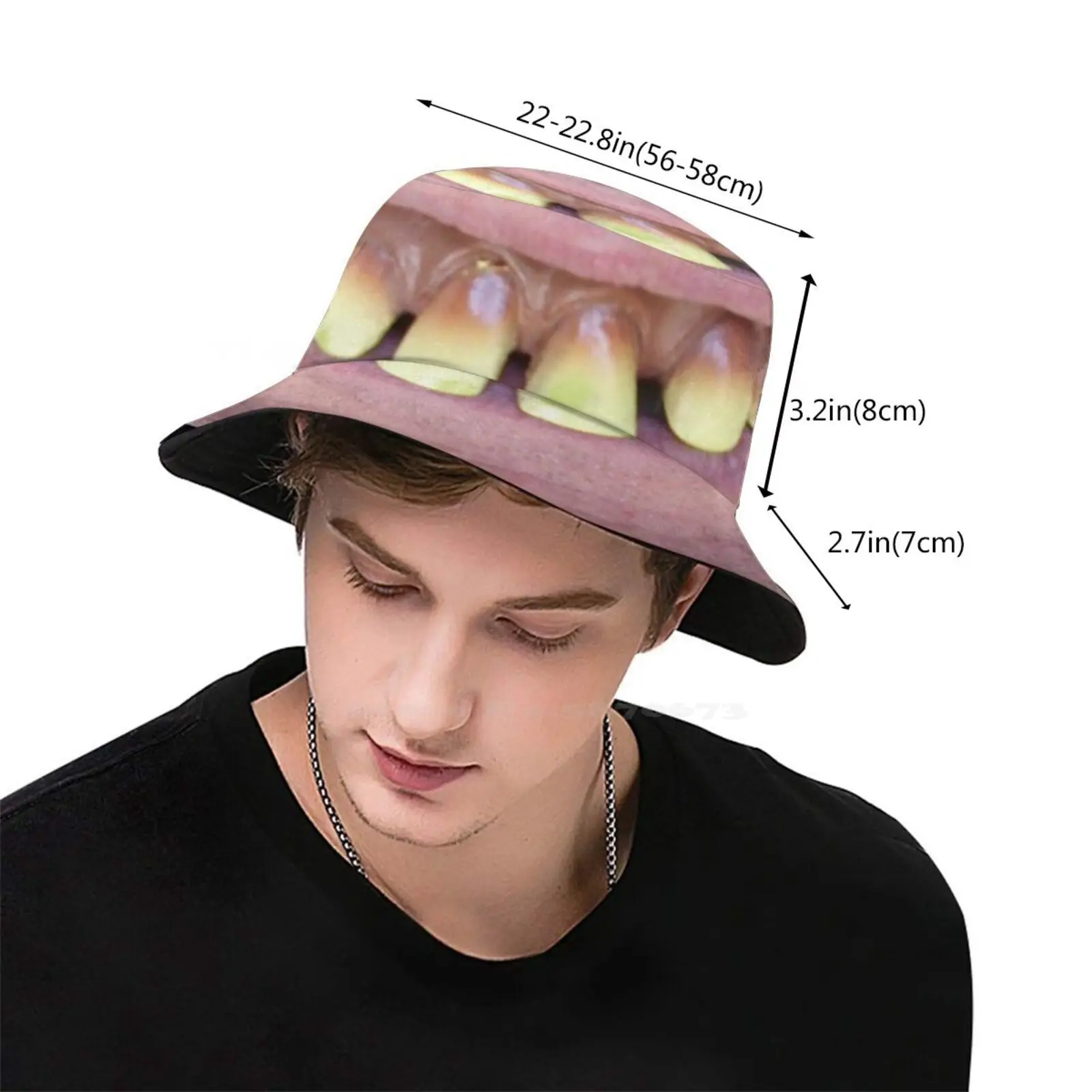 Funny Teeth Face Causal Cap Buckets Hat 