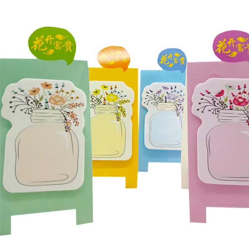 

1pcs/lot Colorful Cute flower Vase DIY Meaasge Memo Notes Standing Sticky Pad Notes Students School Office Family Supplies