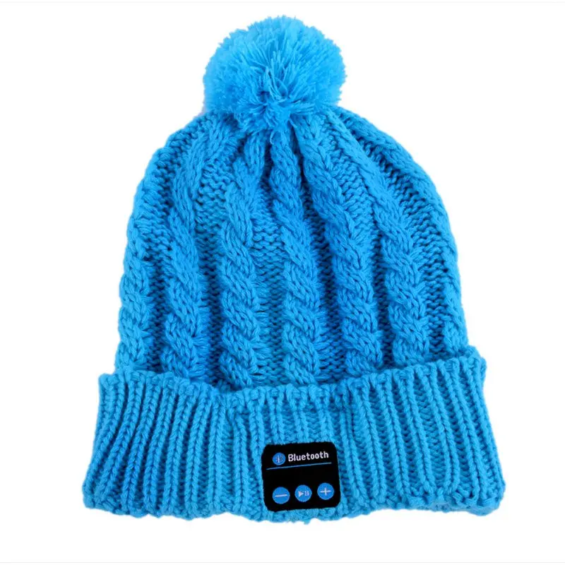 Синий EDAL Женская Теплая Шапка-бини беспроводные, с функцией Bluetooth крышка наушники гарнитура динамик - Цвет: Синий