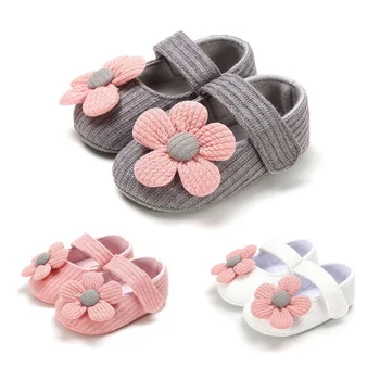 

0-18M Baby First Walkers Clothing Baby Shoes Newborn Infant Pram Girls Princess Moccasins Flower Solid Soft Shoes