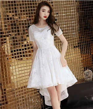 

White Women O-Neck Bride Party Dress Short Sleeve Cheongsam Oriental Wedding Qipao Elegant Long Gown Dresses Vestido XS-XXL