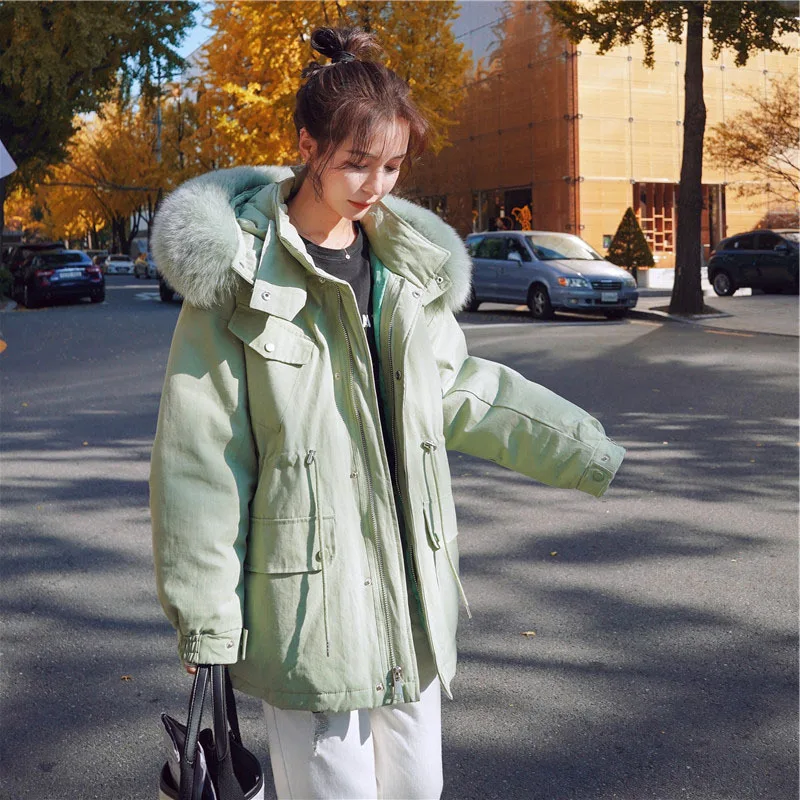 

Photo Shoot Workwear Cotton Coat Women's Thick Korean-style INS Hong Kong Style Harajuku Dongdaemun Loose-Fit Mid-length Light G