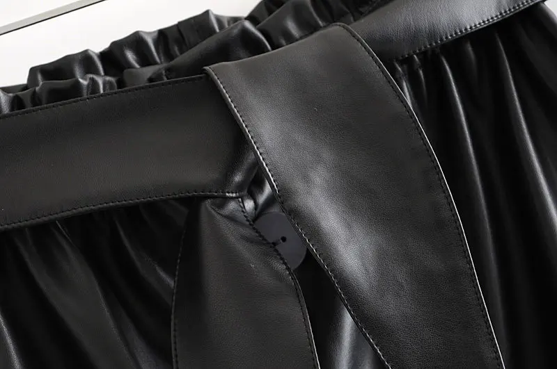 QZ145 осень зима Черный цвет эластичный пояс с поясом из искусственной кожи юбка женские стильные юбки Saias
