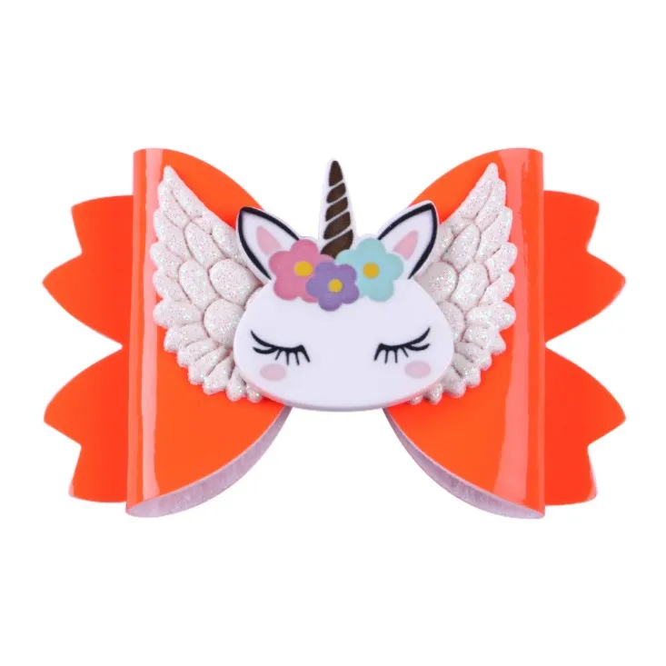 30 шт./лот, принцесса Единорог заколки для волос с блестками 3''Hair луки с зажимом Танцевальная Вечеринка крыло бант заколка для волос для девочек женские аксессуары для волос