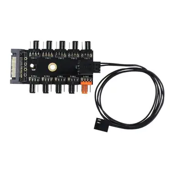 

50pcs/lot Computer Case Fan controller Cable 1 Female to 10 Male 4Pin/Sata Fan Hub Splitter Cable for 3Pin&4Pin PWM Cooling Fan