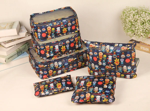 6 шт./набор, Стич Doraemon, модная, аниме, переносная дорожная сумка, многоразовая, сумка-тоут, складная сумка, сумка для багажа, милая сумка для хранения