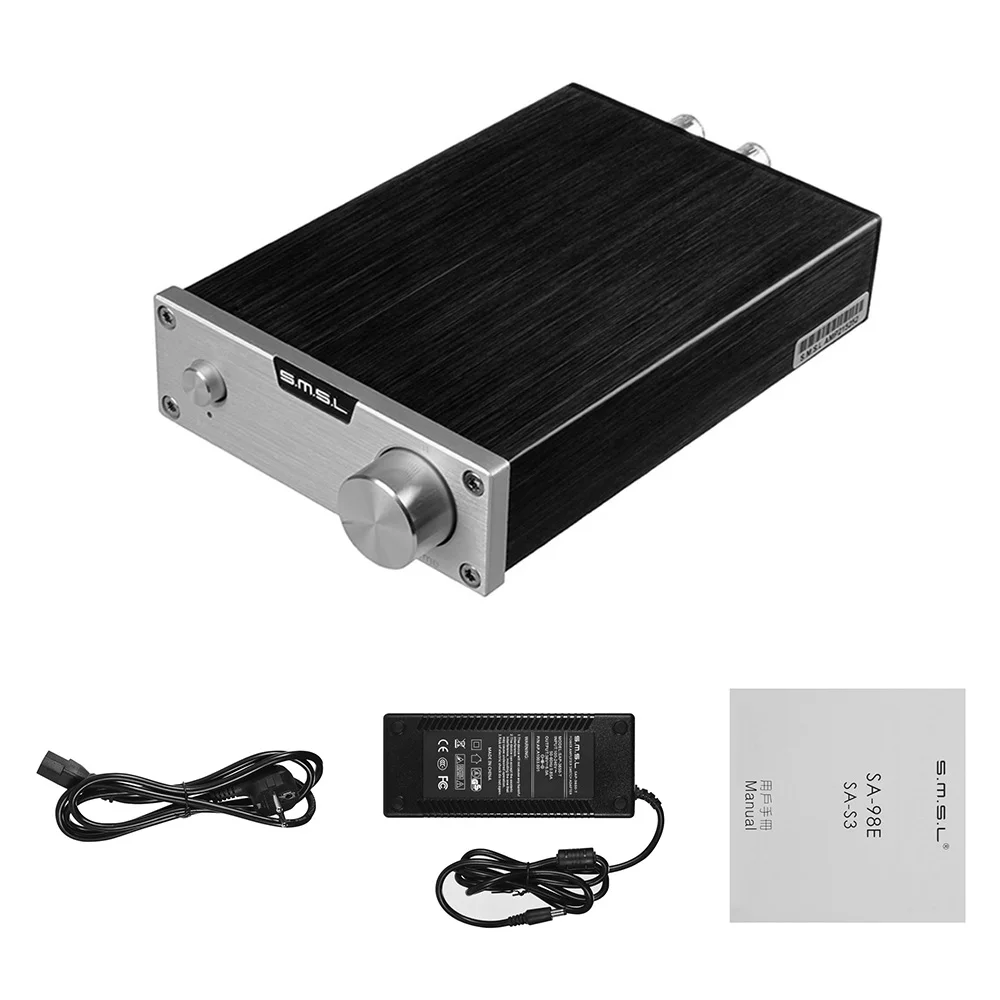 S.M.S.L SA-98E аудио усилитель стерео HiFi цифровой динамик Amp TDA7498E с адаптером питания - Цвет: Silver-EU