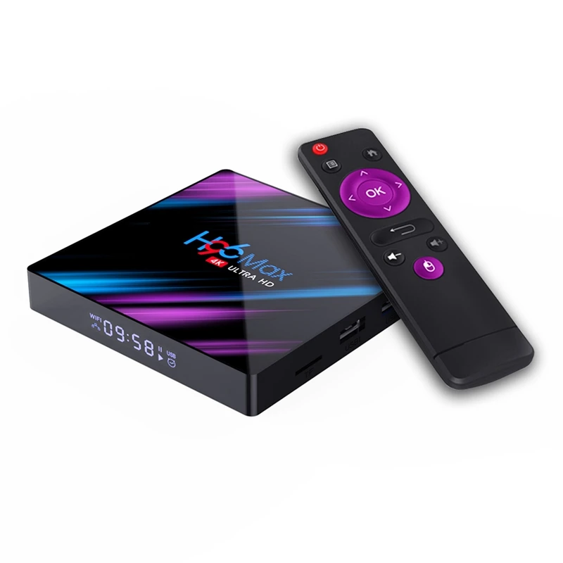 H96 Max Android Tv Box 9.0 Rockchip Rk3318 4G+64G 4K Smart Tv Box 2.4G/5G Wifi Bluetooth 4.0 Iptv Android Box(Uk Plug)