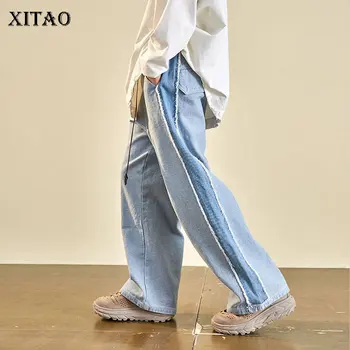 

XITAO Women Fashion Wide Leg Pants Fashion Patchwork Elastic Waist 2020 Spring Summer Minority Full Length Pants DMY3408