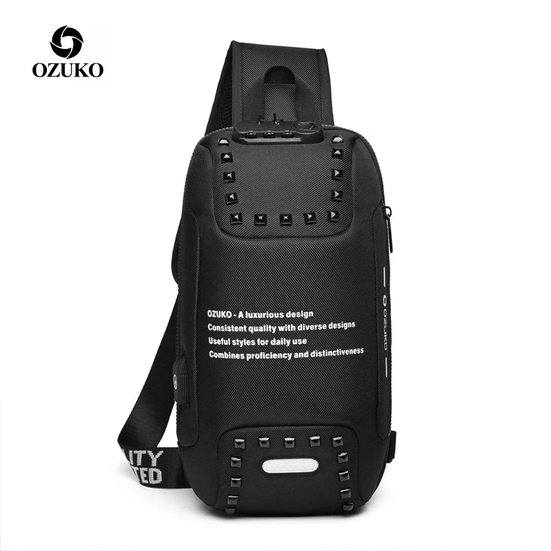 

OZUKO Anti-theft Crossbody Bags for Men Multifunction USB Charging Waterproof Sling Bag Short Trip Male Shoulder Messenger Bag