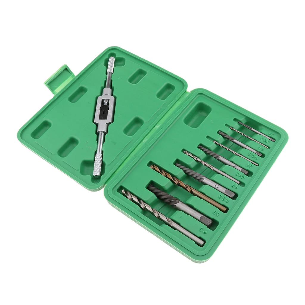 11 PCS Stainless Steel Fishing Tackle Boxes Damaged Broken Screw Extractor Drill Bit Bolt Stud Remover Tool Kit Set