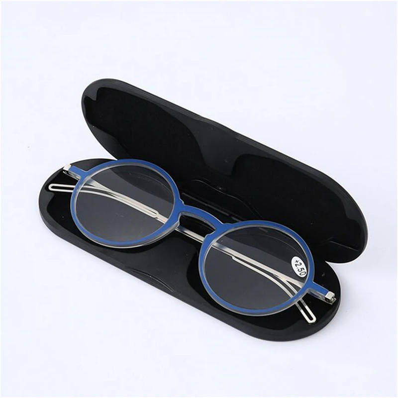 Ultra-thin Round Reading Glasses Unisex Paper Type Anti-blue Light Reader Spectacle+1.0+1.5+2.0+2.5+3.0+3.5 - Цвет оправы: Blue