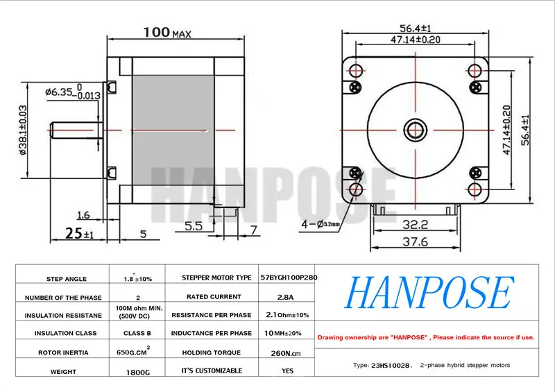 10 шт. 23HS10028 57 шаговый двигатель 260N. cm CNC Nema 23 шаговый двигатель 100 мм 3A CE ROHS ISO 3d принтер робот пена пластик металл