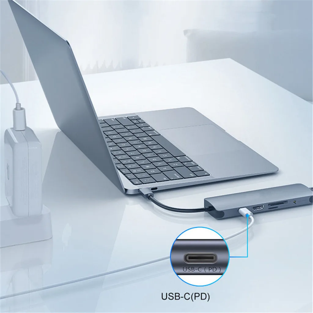 Usb type C Hub 9 в 1 USB C к HDMI с Ethernet type C SD TF Аудио 3 usb порта ведущая технология контроля температуры# guahao