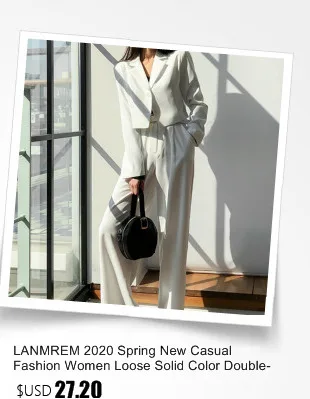 LANMREM 2020 new summer 2 pieces set pleated O-neck three quarter sleeve pullover loose T-shirt female loose wide leg pants WG95