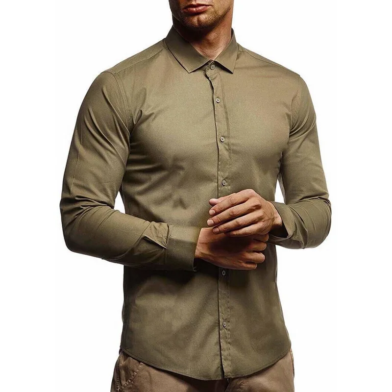 Vogue, мужские рубашки, Camisa Masculina, рубашка с длинным рукавом, мужская, Корейская, приталенная, дизайнерская, формальная, повседневная, Мужская одежда, рубашка, размер M-3XL - Цвет: green