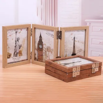 

3 Picture Frame Hinged Folding Triple Photo Frames Desk Collage Three Opening For Tabletop Display Gifts Home Decoration