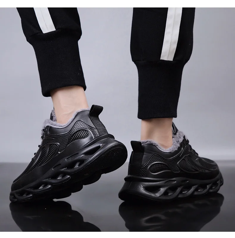 Men Sneakers Fashion Warm Winter Shoes For Men Leather Casual Shoes Male Black Outdoor Walking Footwear Flats Man Big Size 39-48