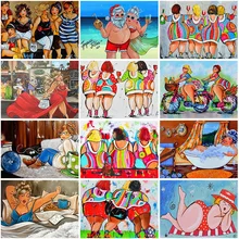 

Full Square Round Diamond 5D DIY Sexy Women Diamond Painting Cartoon Fat Lady Diamond Embroidery Cross Stitch Mosaic Home Decor