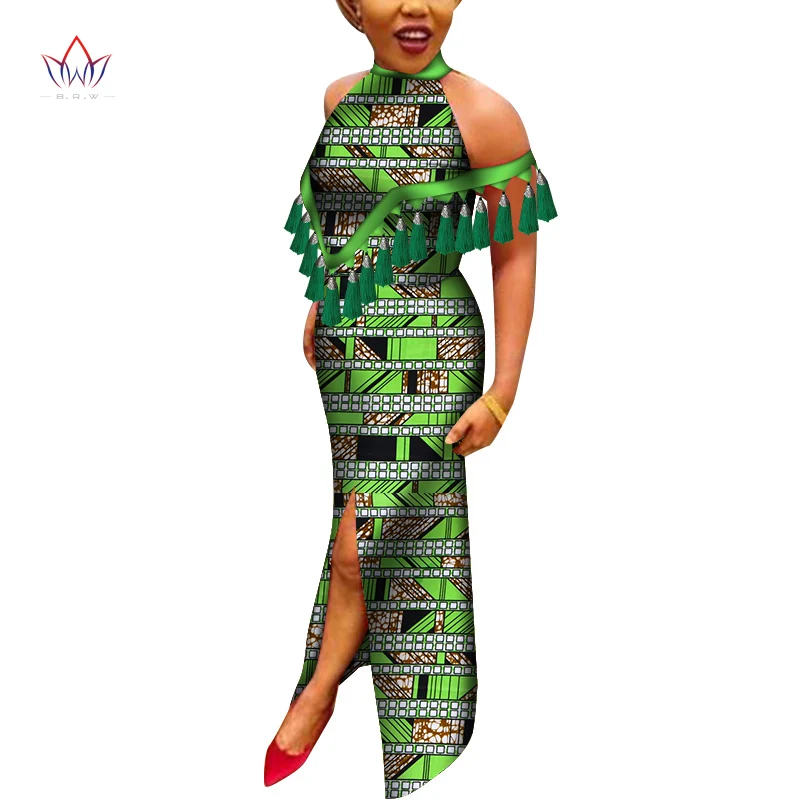 

African Long Maxi Tassel Dress Women's Daily Evening Party Bodycon Africa Style Rich Bazin Dashiki Robe Longue Femme WY6627