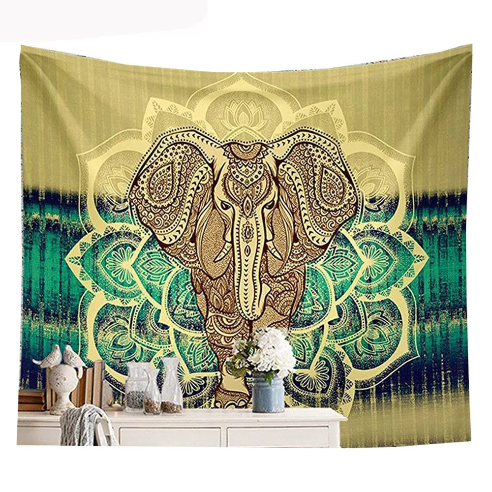 indian mandalas elefante elephant tapestry boho blanket polyester tapices mandala | Дом и сад